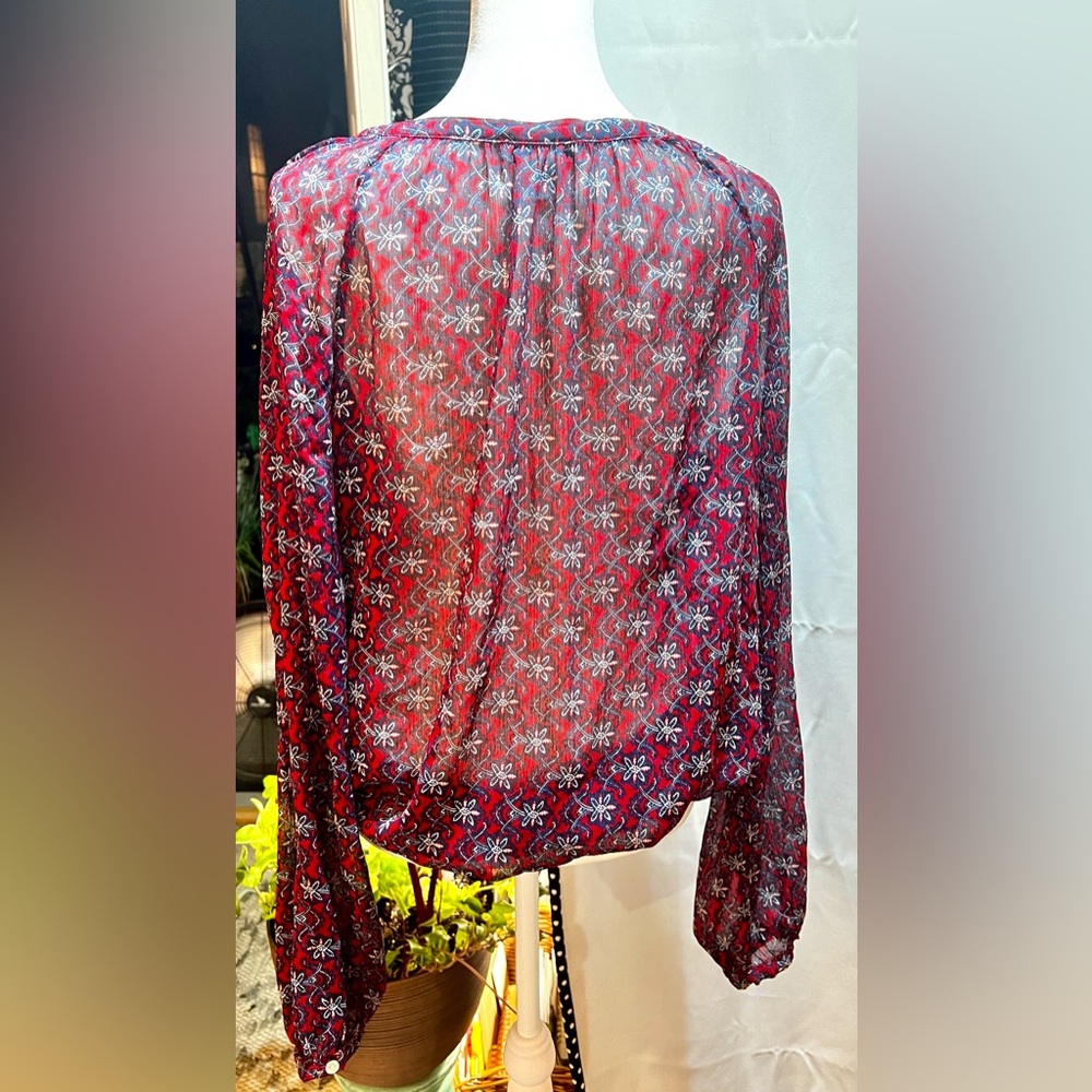 LUCKY BRAND Sheer Long Sleeve Top Large - Picture 6 of 7